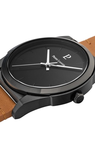Montre à quartz en cuir Candide - Camel et noir