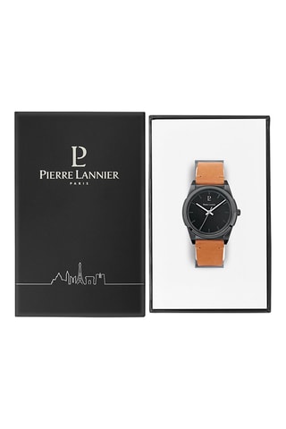 Montre à quartz en cuir Candide - Camel et noir