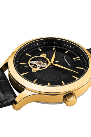 Montre automatique en cuir Fleuret - Noir et doré