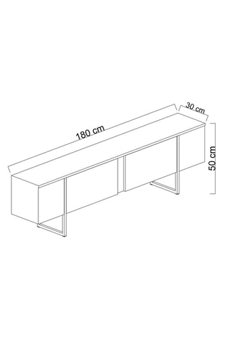 Meuble TV 2 abattants - 180 x 50 x 30 cm