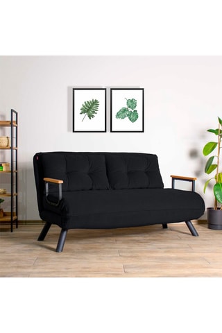 Canapé convertible Sando - Noir - 2 places - En polyester