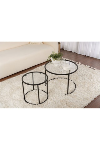 2 tables basses gigognes en verre Aurum - 42 x 39 x 42 cm / 60 x 43 x 60 cm