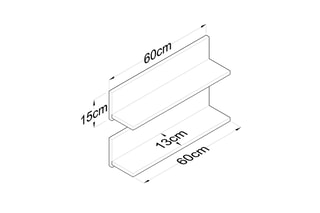 2 étagères murales - 60 x 15 x 13 cm