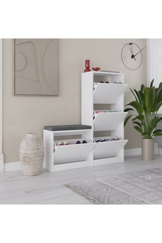 Meuble à chaussures 4 abattants - 105 x 119 x 26 cm