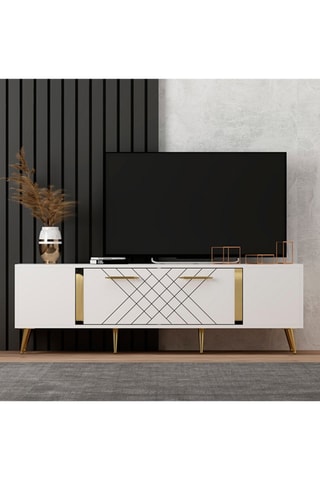 Meuble TV 1 abattant Detas - 150 x 48 x 35 cm