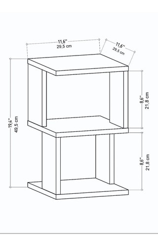 Table de chevet Carter - 29,6 x 49,4 x 29,6 cm