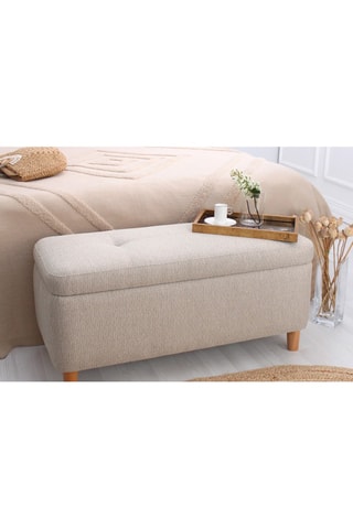 Banc-coffre Rocio - Beige - Toucher velours