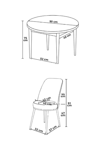 Table et 4 chaises - 90 x 75 x 90 cm