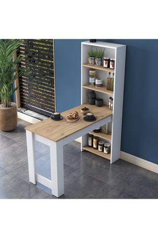 Table de cuisine avec étagère - 120 x 154 x 54 cm