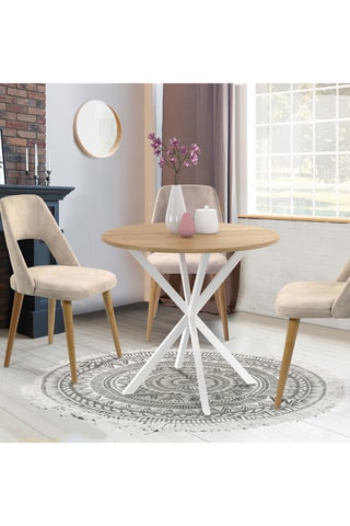 Mesa Soline - Imitação madeira e branco