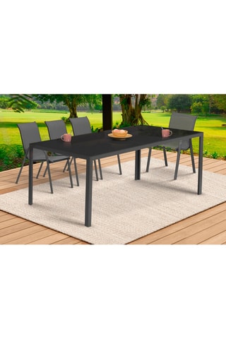 Mesa de jardim Majorca - Antracite - Tampo de vidro - 190 x 80 x 73 cm