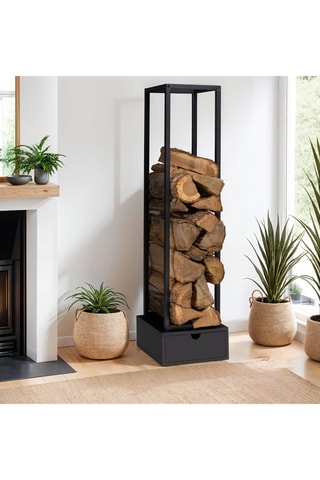 Suporte vertical para lenha - Preto