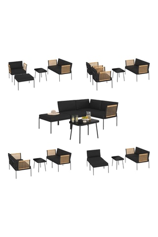 Salón de jardín Ozéa - 4 plazas - Tela impermeable