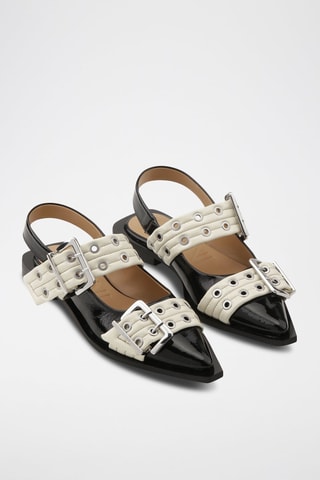 Ballerine in vernice - Nero e bianco - Ganni