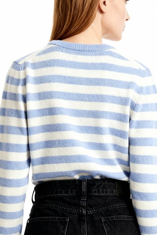 Maglia in lana - Celeste e bianco - Ganni