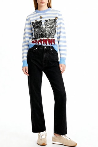 Maglia in lana - Celeste e bianco - Ganni