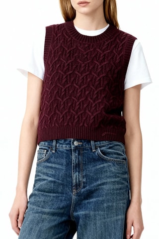 Gilet in lana e cashmere - Bordeaux e grigio - Ganni