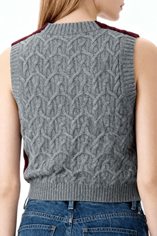 Gilet in lana e cashmere - Bordeaux e grigio - Ganni