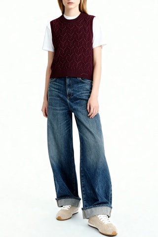 Gilet in lana e cashmere - Bordeaux e grigio - Ganni