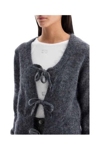 Cardigan in mohair e lana merino - Grigio scuro - Ganni