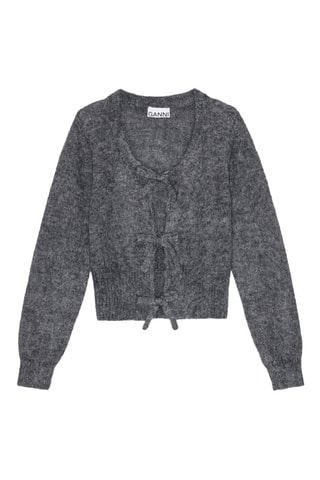 Cardigan in mohair e lana merino - Grigio scuro - Ganni