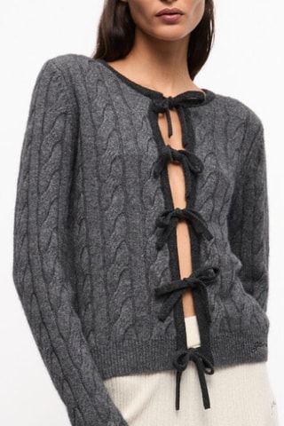 Cardigan in lana merino e cashmere - Grigio scuro - Ganni