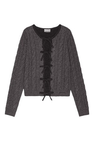 Cardigan in lana merino e cashmere - Grigio scuro - Ganni