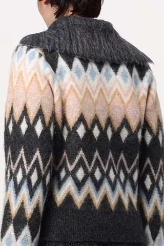 Cardigan in alpaca e lana - Nero e rosa cipria - Ganni