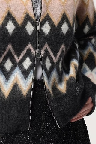 Cardigan in alpaca e lana - Nero e rosa cipria - Ganni