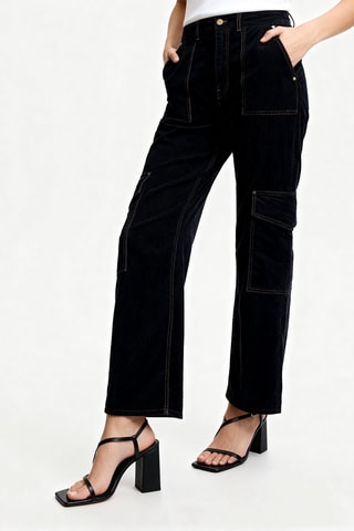 Pantaloni cargo in velluto in cotone bio - Blu scuro - Ganni