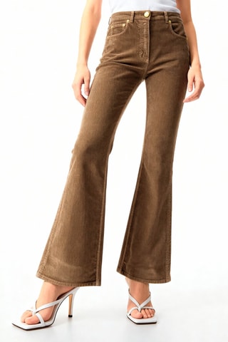 Pantaloni in velluto e cotone bio - Marrone - Ganni