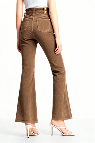 Pantaloni in velluto e cotone bio - Marrone - Ganni