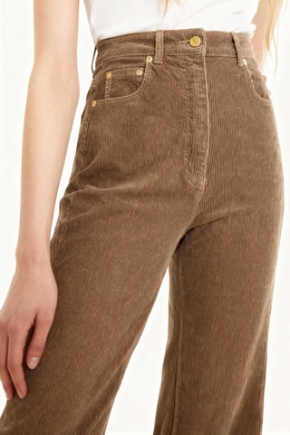 Pantaloni in velluto e cotone bio - Marrone - Ganni