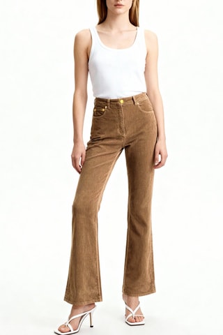 Pantaloni in velluto e cotone bio - Marrone - Ganni