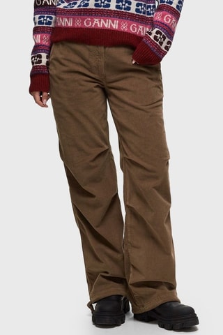 Pantaloni in velluto e cotone bio - Marrone - Ganni