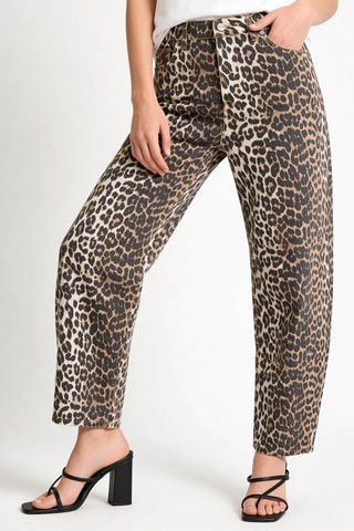 Jeans a vita alta in cotone bio - Beige e nero - Ganni