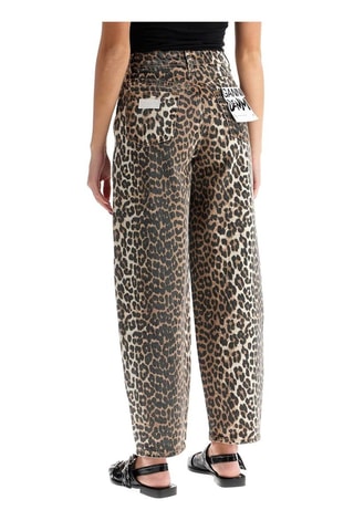 Jeans a vita alta in cotone bio - Beige e nero - Ganni