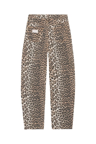 Jeans a vita alta in cotone bio - Beige e nero - Ganni