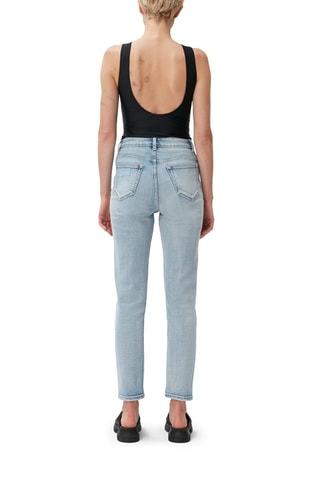 Jeans a vita alta in cotone bio - Celeste - Ganni