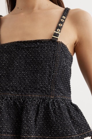 Crop top in cotone bio - Nero - Ganni