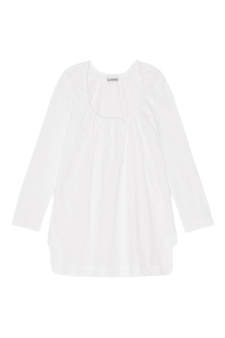 Abito taglio dritto in cotone bio - Bianco - Ganni