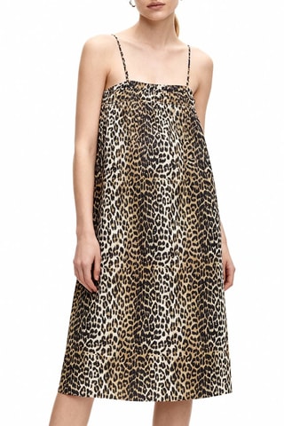 Abito a trapezio in cotone bio - Marrone e nero - Ganni