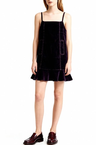 Abito taglio dritto in velluto e cotone bio - Blu scuro - Ganni