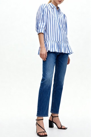 Camicia in cotone bio - Bianco e indaco - Ganni