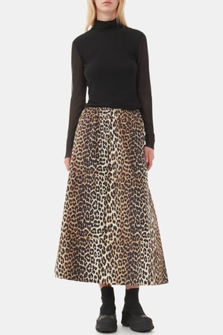 Gonna a trapezio in cotone bio - Beige e nero - Ganni