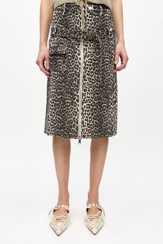 Gonna midi in cotone bio - Beige e nero - Ganni