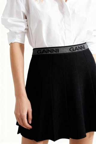 Gonna plissé a vita alta - Nero - Ganni