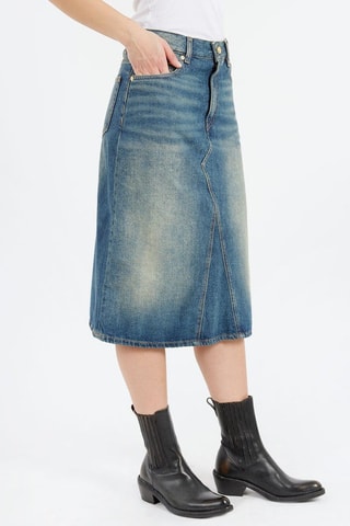 Gonna midi in jeans e cotone bio a vita alta - Blu - Ganni