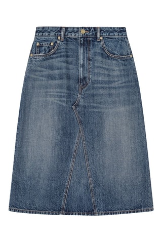 Gonna midi in jeans e cotone bio a vita alta - Blu - Ganni