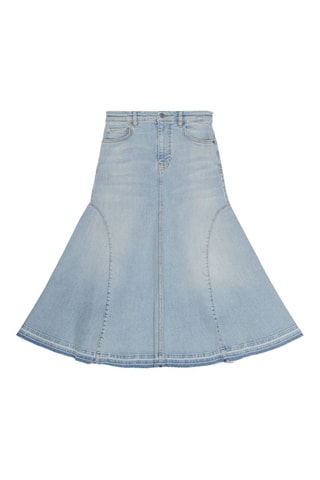 Gonna midi in jeans in cotone bio a vita alta - Blu - Ganni